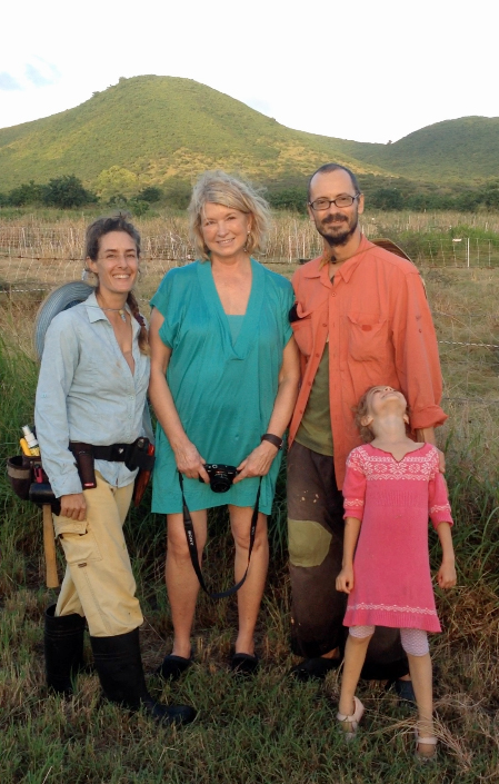 Celebrity Martha Stewart poses for a photo with the ARTfarm family in the pasture while on vacation. 