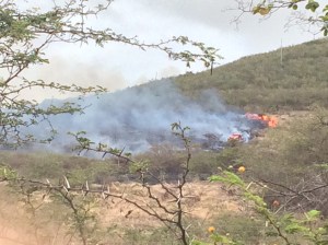 A clearer image of the firetruck up in the bush. A team of firefighters were working to extinguish the north head of the fire that was moving toward homes up the hill.